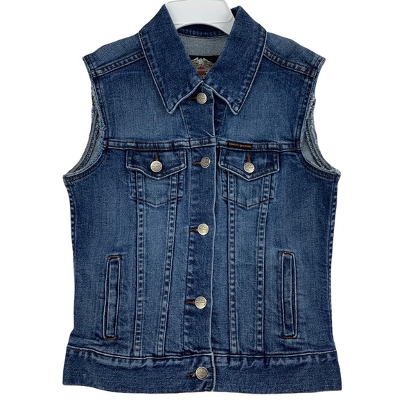 Harley Davidson Embroidered Denim Vest - Picture 4 of 16